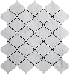 Bianco White Carrara Premium Italian Polished Marble Mosaic Tiles 1 Square Feet (LUXURY MOSAIC) - Tilefornia