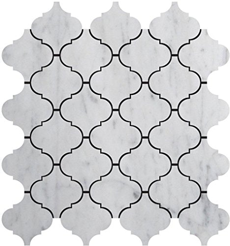 Bianco White Carrara Premium Italian Polished Marble Mosaic Tiles 1 Square Feet (LUXURY MOSAIC) - Tilefornia