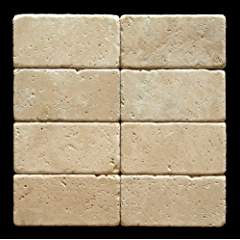 Ivory (Light) Travertine 3 X 6 Subway Field Tile, Tumbled - Tilefornia