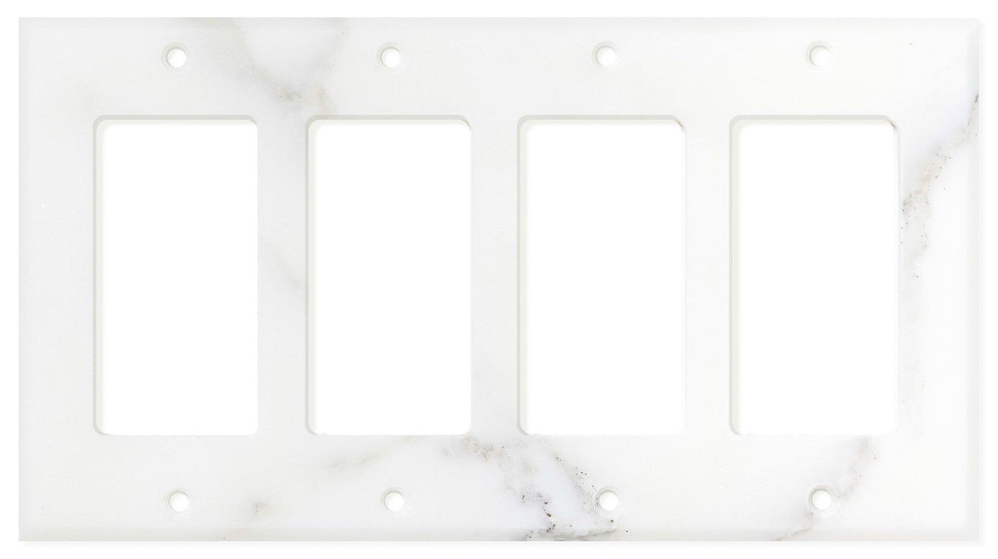 Italian Calacatta Gold Marble Switch Plate Cover, Honed (4 ROCKER) - Tilefornia