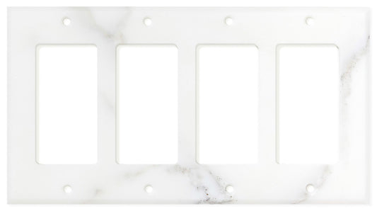Italian Calacatta Gold Marble Switch Plate Cover, Polished (4 ROCKER) - Tilefornia