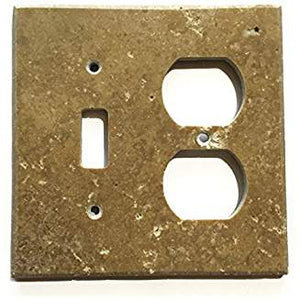 Turkish Noche Travertine Real Stone Switch Plate Cover, Honed-TOGGLE DUPLEX - Tilefornia