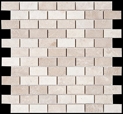 Beige Botticino Marble Mosaic Tile 1x2, Polished