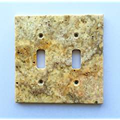 Scabos Travertine Switch Plate Cover Double Toggle - 4.50 X 5.50 IN - Tilefornia