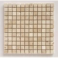 Ivory 1X1 Tumbled Mosaic Tile - STANDARD QUALITY - Lot of 20 Sheets - Tilefornia