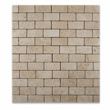 Ivory Travertine 2 X 4 Tumbled Brick Mosaic Tile - Box of 5 sq. ft. - Tilefornia