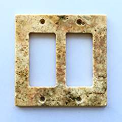 Scabos Travertine Switch Plate Cover Double Rocker - 4.50 X 5.50 IN - Tilefornia