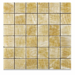 Honey Onyx 2 X 2 Polished Premium Mosaic Tile on Mesh (Box of 5 sq. ft.) - Tilefornia