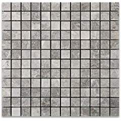 Silverado Gray 1X1 Marble Tumbled Mosaic Tile - Tilefornia