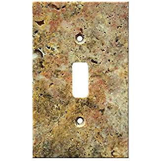 Turkish Scabos Travertine Real Stone Switch Plate Cover, Honed-SINGLE TOGGLE - Tilefornia