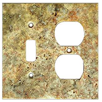 Scabos Travertine toggle + outlet combination switch plate, honed