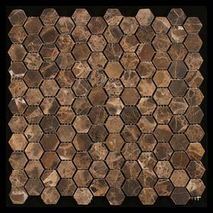 Emperdaor Hexagon Tumbled Mosaic Tiles on 12x12 Sheet for Backsplash, Shower Walls, Bathroom Floors - Tilefornia