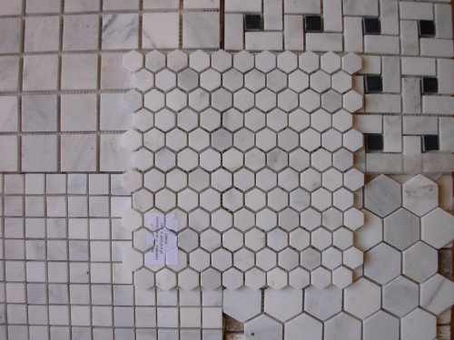 White Marble 1" Hexagon POLISHED Mosaic Tiles - Tilefornia