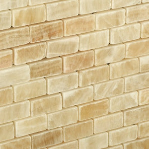 Honey Onyx Mini Brick Mosaic Tile, Polished - 6" X 6" Sample - Tilefornia