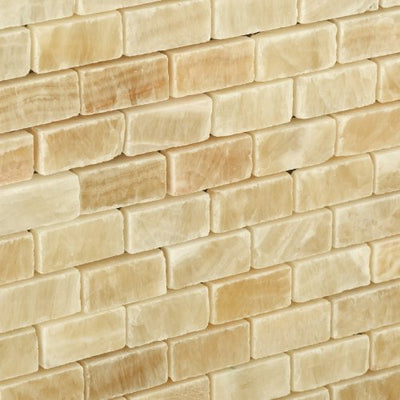 Honey Onyx Mini Brick Mosaic Tile, Polished