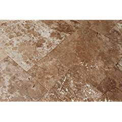 Noce Choclate Travertine Brushed and Straight Edge Versailles French Pattern Tiles (Small Sample) - Tilefornia