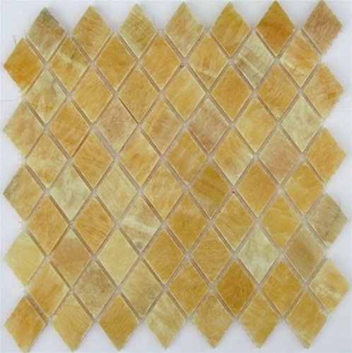 Honey Onyx Diamond Mosaics Polished Meshed on 12x12 Tiles for Backsplash, Shower Walls, Bathroom Floors - Tilefornia