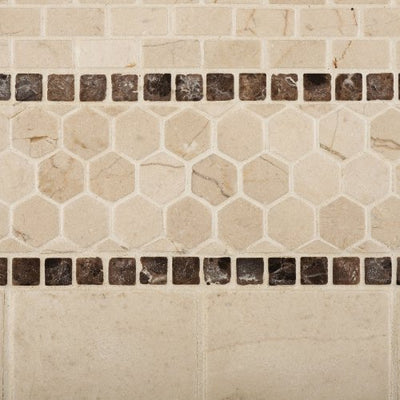 Crema Marfil Marble Brick Mosaic Tile, Tumbled