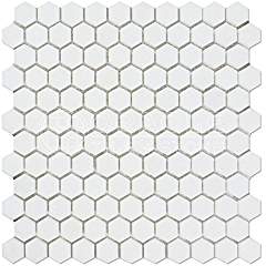 Thassos White Greek Marble 1 inch Hexagon Mosaic Tile, Honed - 125 SHEETS for Bruce - Tilefornia