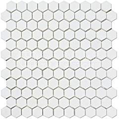 Thassos White Greek Marble 1 inch Hexagon Mosaic Tile, Honed - Tilefornia