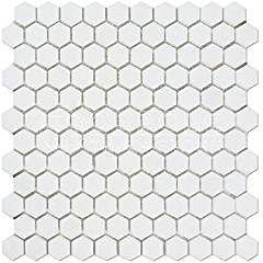 Thassos White Greek Marble 1 inch Hexagon Mosaic Tile, Polished - Tilefornia