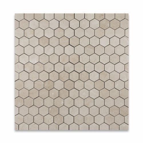 Crema Marfil Marble Polished 2" Hexagon Mosaic Tile - Lot of 50 sq. ft. - Tilefornia