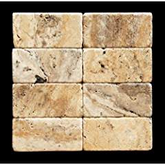 Scabos Travertine 3 X 6 Brick Tile, Tumbled - Lot of 50 sq. ft. - Tilefornia
