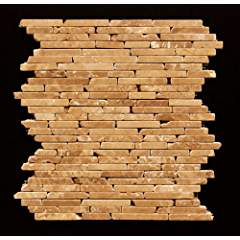Noce Travertine Tumbled Random Strip Mosaic Tile - Tilefornia