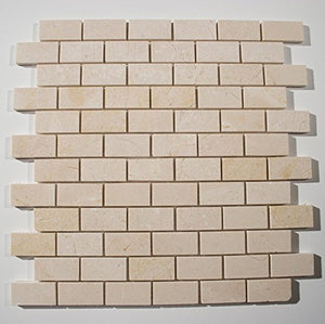 Crema Marfil Polished 1x2 Brick Pattern Stone Tile - Tilefornia