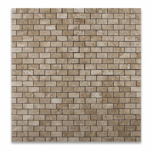 Cappuccino Marble Polished 1 X 2 Mosaic Tile on Mesh - Lot of 50 sq. ft. - Tilefornia