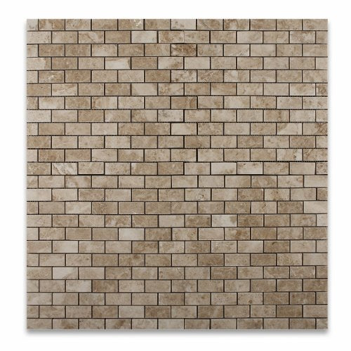 Cappuccino Marble Polished 1 X 2 Mosaic Tile on Mesh - Box of 5 sq. ft. - Tilefornia