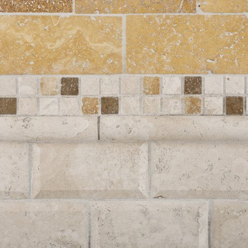 Gold / Yellow Travertine Honed Random Strip Mosaic Tile - Lot of 50 sq. ft. - Tilefornia