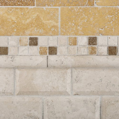 Gold / Yellow Travertine Honed Random Strip Mosaic Tile - Lot of 50 sq. ft. - Tilefornia