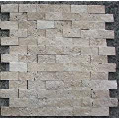 Split Face 1x2 Classic Beige Travertine For Kitchen Bathroom backsplash & Exterior Use - Tilefornia