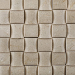 Crema Marfil Marble Polished 3D Small Bread Mosaic Tile - 6" X 6" Sample - Tilefornia