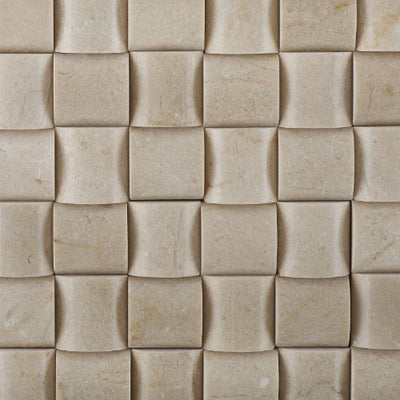 Crema Marfil Marble 3D Mosaic Tile, Polished