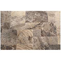 Silver Travertine Versailles / Ashlar Pattern Tiles, Unfilled / Brushed & Chiseled (Lot of 72 Sq. Ft. (9 Bundles)) - Tilefornia