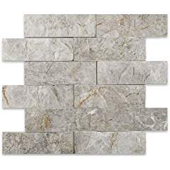 Gray Marble Mosaic Tile 2x6, Split Face