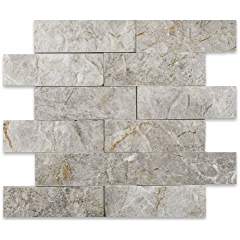 SILVERADO GRAY 2X6 Marble SPLIT-FACED Mosaic Tile - Tilefornia