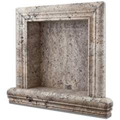 Silver Travertine Hand-Made Honed Shampoo Niche / Shelf - SMALL - Tilefornia