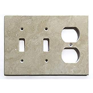 Turkish Ivory Travertine Real Stone Switch Plate Cover, Honed-DOUBLE TOGGLE DUPLEX - Tilefornia