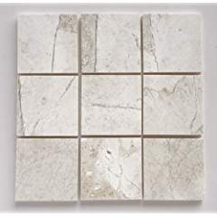Rustic Beige Marble 4X4 Straight Edge & Polished Mosaic Tile - STANDARD QUALITY - Lot of 20 Sq. Ft. - Tilefornia
