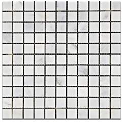 Oriental White - Eastern White Marble 1 X 1 HONED Mosaic Tile - Box of 5 Sheets - Tilefornia