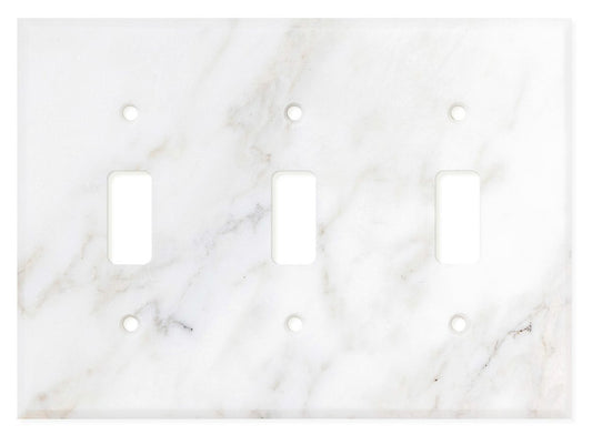 Italian Calacatta Gold Marble Switch Plate Cover, Honed (3 TOGGLE) - Tilefornia