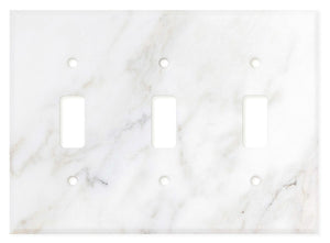 Italian Calacatta Gold Marble Switch Plate Cover, Honed (3 TOGGLE) - Tilefornia