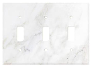 Italian Calacatta Gold Marble Switch Plate Cover, Polished (3 TOGGLE) - Tilefornia