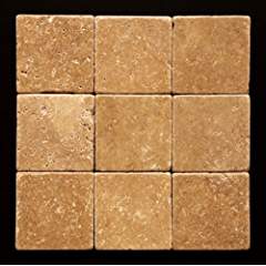 Brown Noce Travertine Tile 4x4, Tumbled