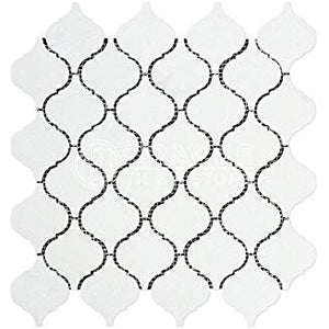 Thassos White Greek Marble Lantern Arabesque Mosaic Tile, Honed - Tilefornia