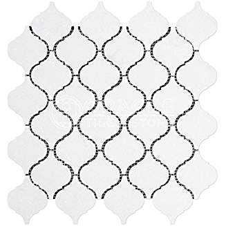 Thassos White Greek Marble Lantern Arabesque Mosaic Tile, Polished - Tilefornia