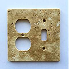 Light Walnut Travertine Switch Plate Cover Toggle Duplex - 4.50 X 5.50 IN - Tilefornia